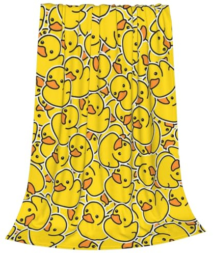 Newhomestyle Yellow Duck Blanket, Cozy Anti-Pilling Cute Throw Blanket, Soft Warm Lightweight Flannel Blankets for Toddler Baby, All Season Bedding for Bed Couch Bedroom Sofa, 75X100 cm