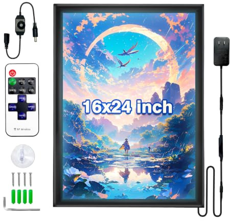 16×24 LED Poster Frame Adjustable Brightness with Remote & Manual Control
