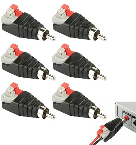 6 adattatori per cavi RCA a altoparlante, connettori RCA RCA a vite, spina RCA senza saldatura, pressa a molla Balun con morsetto a vite AV, per subwoofer e audio video, CCTV