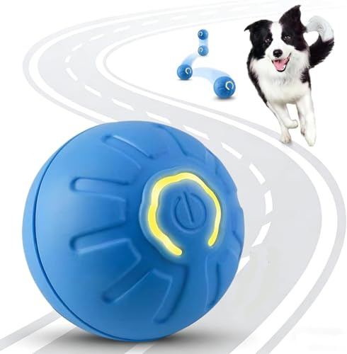 WEQNGIU Pelota Interactiva para Perros y Gatos, Juguete Inteligente Automático con Movimiento 360°, Bola Recargable USB con Luz LED, Lavable y Duradera para Cachorros en Interiores y Exteriores