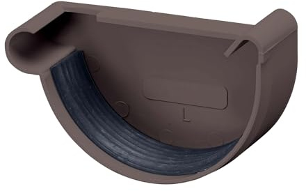 INEFA Testata per grondaia, semicircolare, in PVC 125mm, sinistra, marrone scuro accessori per grondaie pvc, montaggio facile a innesto, Made in Germany