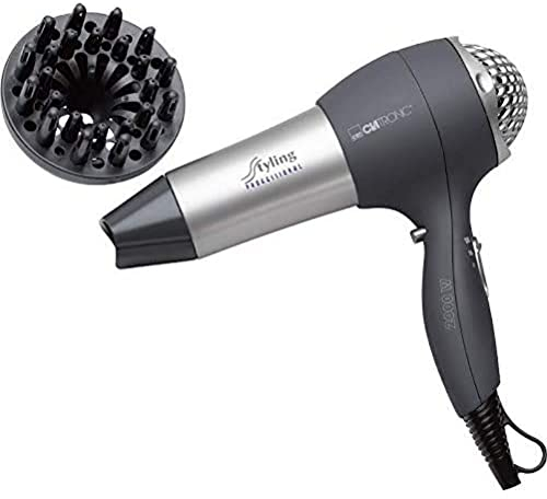 Clatronic® Haartrockner mit Diffusor und Formdüse | Hair Dryer mit Cool Shot für glänzendes Haar | Haarfön mit 3 Leistungsstufen und 2 Gebläsestufen | 2000 Watt | HTD 3055