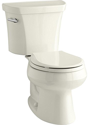KOHLER Wellworth Two-Piece Round-Front 1.6 GPF Toilet with Class Five Flush Technology and Left-Hand Trip Lever, Biscuit