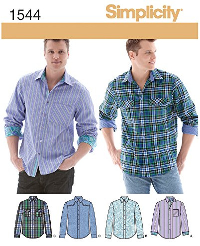 Simplicity 1544 Men's Button Up Dress Shirt Sewing Pattern, 34-42
