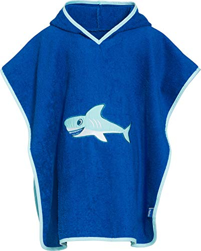 Playshoes Bademantel Handtuch Unisex Kinder,Hai,L (ab ca. 4 Jahre)