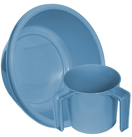 YBM Home Round Wash Cup & Round Wash Basin Netilat Yadayim, Negel Vasser Set Ba157-1147set (1, Light Blue)