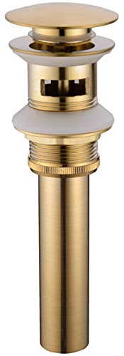 TRUSTMI Évacuation des eaux usées de la cuve de la salle de bains en laiton brossé doré, bouchon cliquetée à pression et à déclic moderne avec fente de débordement
