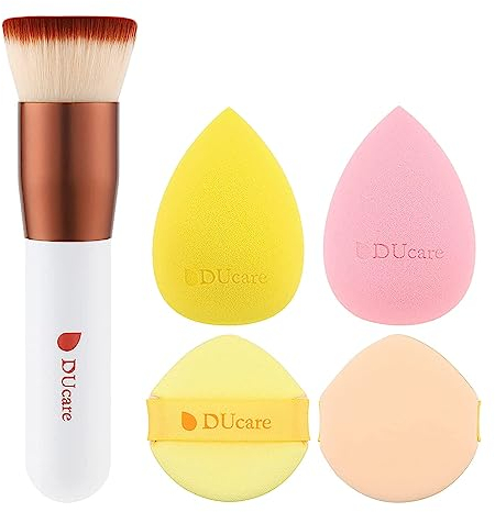 DUcare Makeup Schwamm Stiftung Pinsel Ideal für Flawless Make up, Nicht-Latex Makeup Blender Beauty Powder Puffs Kabuki Flat Top Face Brush