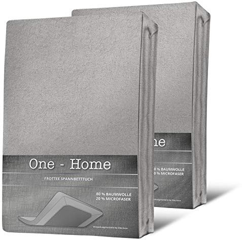one-home 2er Pack Spannbettlaken FROTTEE 90x200 cm - 100x200 cm Silber Spannbetttuch Set