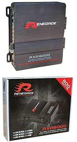 Renegade 1 mono amplifier RXA800D RXA 800 D 1 channel class d 400 watt rms 800 watt max bass boost specific for subwoofer, 1 piece