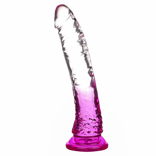8.6 Realistic Dildo Clear Silicone with Strong Suction Cup for Women Hand Free Play Flexible Soft Penis Dong, Adult Sex G-spot Dildos Toys for Vaginal and Anal Stimulation