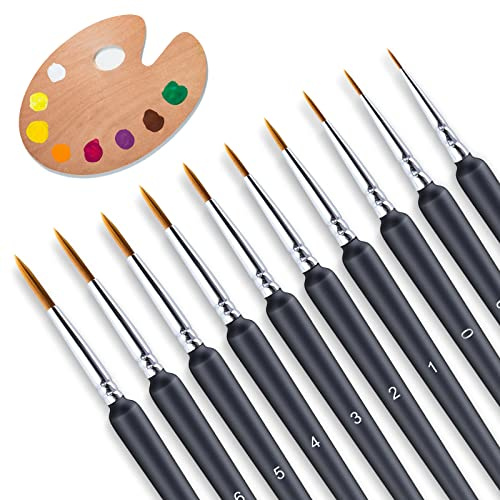 SQAFGYR Paintbrushes Watercolour Brushes Set, 10 Different Sizes Micro Detail Paint Brush Set for Watercolour, Detail Painting, Models, Nail Art, Acrylic, Black, 0, 0, 0, 1, 2, 3, 4, 5, 6,7