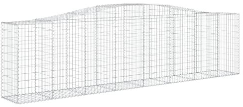 vidaXL 20x Arched Gabion Basket Cage Mesh Wire Stone Basket Outdoor Spiral Retaining Wall Planter Gardens 400x50x100/120 cm Galvanised Iron