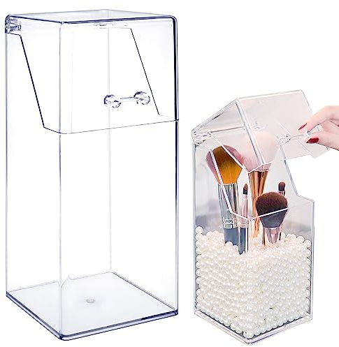 LTHERMELK Make up Pinselhalter Klare Make up Aufbewahrung Kosmetik Organizer mit Deckel Acryl Make-up-Pinsel-Behälter für Kommode und Schminktisch