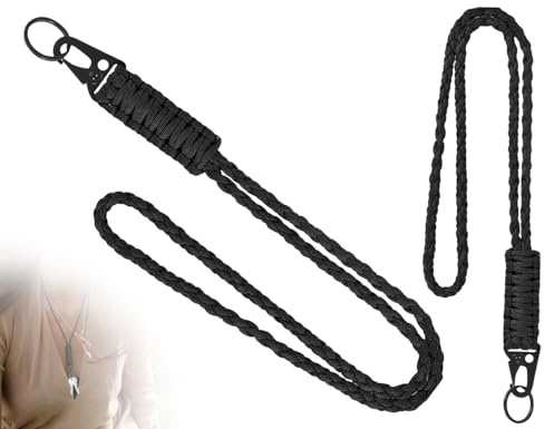 KAPSING Paracord nyckelring, nackrem, snodd, nyckelband, nyckelband, ID-korthållare (svart)