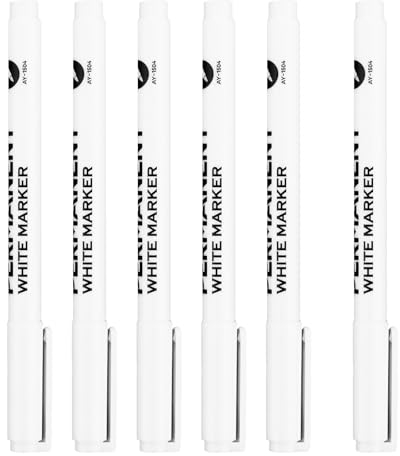 Jeffdad 6 Stück Permanent Marker Weiß, Wasserfeste Acrylmarker Feine 2mm Fadenbreite Weiße Acrylfarbenstifte Acrylstifte Glanzlackmarker für Leinwand Glas Etiketten Holz Reifen Stein Textilien