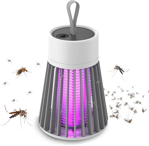 Mozzguard Mosquito Zapper, Mozz Guard Mosquito Zapper con lámpara UV, recargable por USB, con capacidad de batería de 2000 mAh, lámpara antimosquitos para camping, jardines interiores (gris)