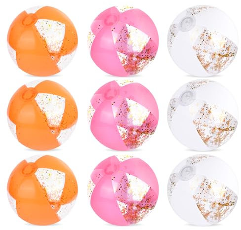 Glovios Wasserball Aufblasbar, 9 Stück Wasserball Kinder Klein, Wasserbälle Strandball Schwimmball für Beach Pool Party Wasserspielzeug