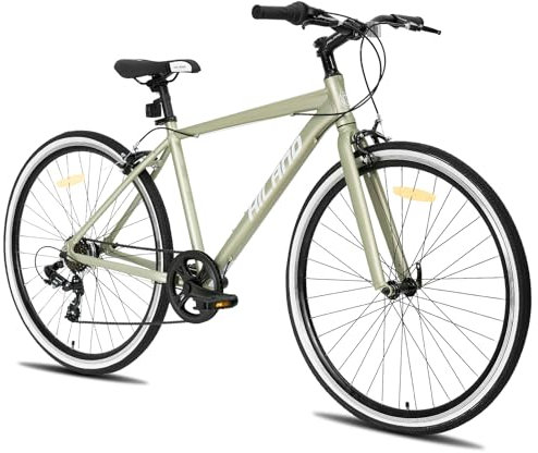 Hiland 28 Zoll Rennrad Citybike für Herren und Damen, 7-Gang City Pendlerfahrrad für Erwachsene, 700C Graugrün Fahrrad