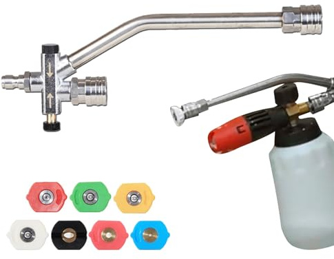 Power – Spruzzatore di schiuma – Fissaggio regolabile per ugello di sapone | in schiuma per autolavaggio, giardino – pulizia terrazza, spruzzatore a pressione per veicoli esterni e superfici di