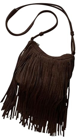 CORIOS Sacs Portés Épaule en PU Cuir Sac Bandoulière Bohème avec Franges Sac à Main avec Crossbody Adjustable pour Femmes Marron