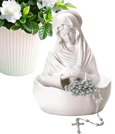 Generico Statua Della Madonna | Statua Della Madonna Porta Corona Del Da Tavolo,Figura Religiosa Decorativa per Casa Comunione Battesimo Natale Mensola Tavolo