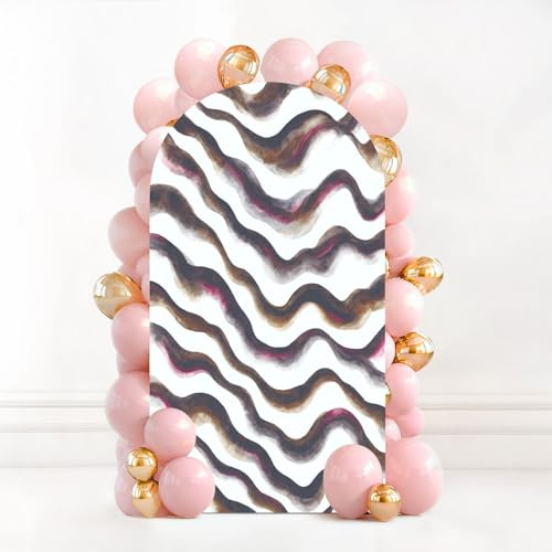 7.2FT Wedding Arch Backdrop Cover Abstract Brush Line Watercolor Brush Strokes Spandex Fitted Fabric Round Top Stretchy Stand Covers for Baby Shower Birthday Party Decoration