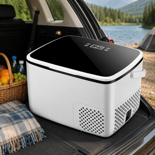 12 V bärbart bilkylskåp, kompressor elektrisk kylare 18 L för bil, justerbar temperatur -20 °C till 35 °F, kompakt campingkylskåp med LED-pekkontroll