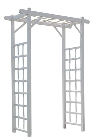 Dura-Trel Elmwood Arbor, Vinyl Garden Archway for Outdoors, 57 x 85, White - Backyard Decorative Arch for Pathways & Entrances w/ Trellis Sides for Climbing Plants, Vines & Flowers