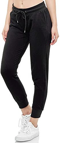 Smith & Solo Jogginghose Damen – Sporthose Frauen Baumwolle| Sweatpants Slim Fit Freizeithose Lang | Trainingshose Fitness High Waist – Jogger Laufhosen Modern Schwarz/M