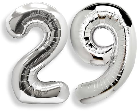 AULE Silver Number 29 Balloon 40 Inch Giant 0-60 Foil Large Balloons | Big Mylar 29 Number Balloon Helium Huge Jumbo for Happy 29th Birthday Party Anniversary Decorations Supplies