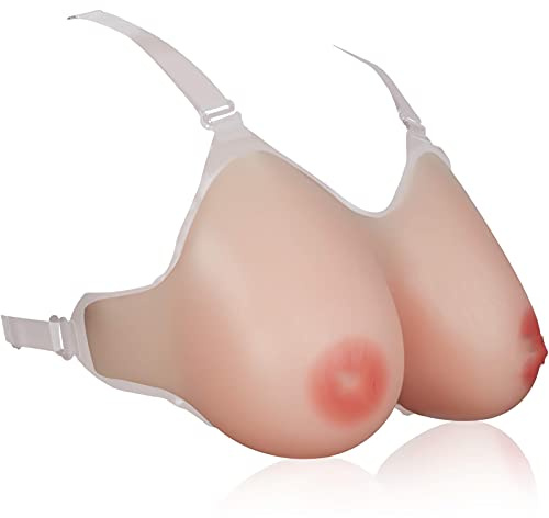 WTYU Waterdrop Silicone Breast Form, Strap-on Nipple False Boob Bust Enhancer, Fake Boobs False Breasts, Crossdresser Transgender Bra