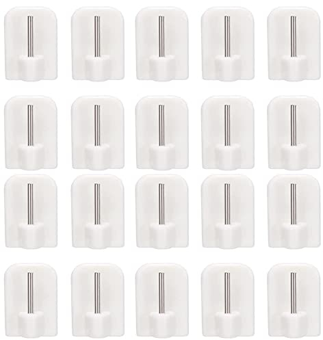 Voarge Gardinenhaken, 20 Stück, Weiß, Selbstklebende Haken für Gardinenstangen, Vitrastangen, Vorhangstangen, Fenster, Wandhaken, Gardinenhalter, Fensterhaken