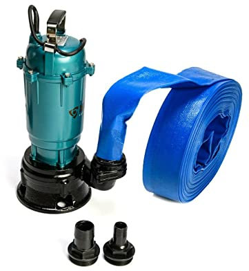 Heavy Duty Flood Sewage Water Pond Drain Septic Sump Cesspool Grinding Pump (Pump with 30m Blue Hose)