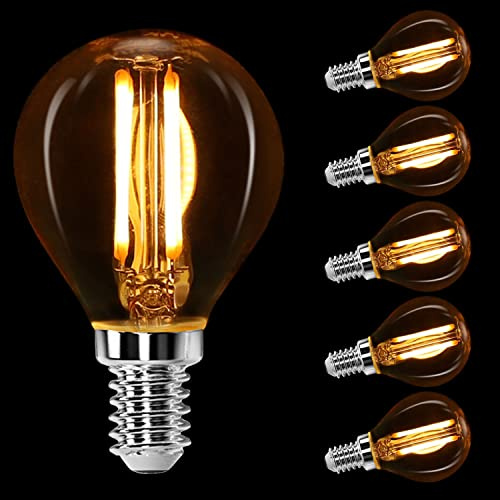 Aigostar E14 LED Light Bulb Warm White 2200K, 4W E14 Golf Ball Bulb 400LM | E14 Filament Bulbs, Small Edison Screw Bulb, E14 LED Bulbs 35W Equivalent, 5-Pack