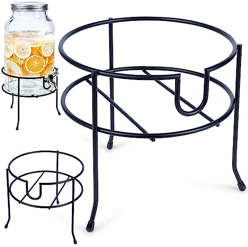 Supporto per dispenser di vetro con rubinetto per bevande in metallo nero