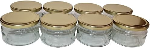 DIAH DO IT AT HOME 8 tarros de cristal de 250 ml con tapa dorada para almacenamiento de mermeladas de postre