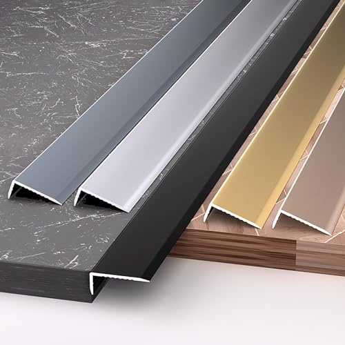 Raouoae Profilo Angolare Protezione Bordo 90CM*3 Pezzi In Alluminio, Protezione Per Angolo E Bordo Per Pavimento, Scale, Gradino E Porta(Schwarz,Breite:10mm)