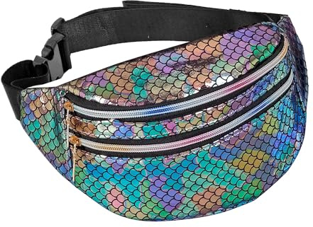 W WIDMANN MILANO Party Fashion - Gürteltasche Schuppen, holografisch, Bauchtasche, 80er Jahre, Meerjungfrau, Accessoire Karneval