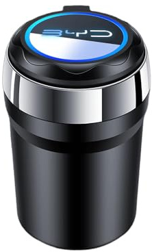 FGQDOL Portacenere Auto LED per BYD Seal U DM-i Seal U SELA ATTO 2 ATTO 3, Ceramica Interna Illuminazione Apertura Smontaggio Separato Anello Sigillante Odori Resiste Calore Fumo Notte Ceneriera