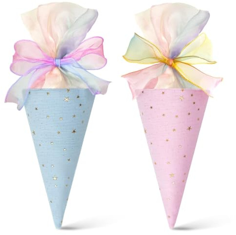 EIHI 2 Stück schultüte mädchen, Schultüte füllung, Zuckertüte mädchen, Mini schultüten zum befüllen (Blau + Rosa)