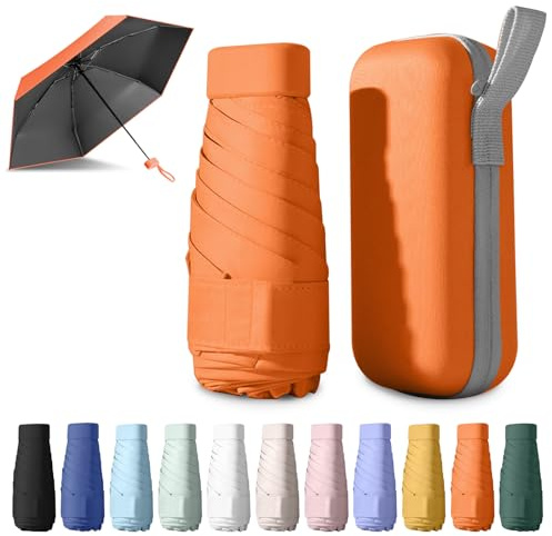 BEKKLPOU Parapluie Pliant, Petit, Anti-UV, Mini de Poche Léger et Portable, Adapté Aux Jours Ensoleillés Et Pluvieux (Orange)