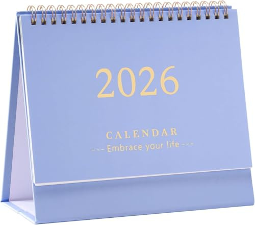 Hemobllo Desk Calendar 2026-18 Month Standing Flip Desktop Planner- Mini Month to View Academic Table Calendar for Home Office, School & Work Organisation