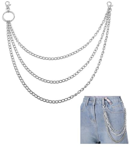 Ji liangli trippel vintage jeanskedja, avtagbar denim byxkedja för gotisk kjol & punkstil, mångsidig som kedjebälte på väskor, byxor och kjolar