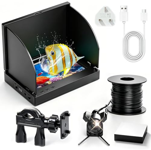 Sonda de Pesca, 1080P HD Cámara de Pesca Submarina IP68 | Pantalla IPS HD de 4,3 Pulgadas 15m Cable, Función de Penetración en Aguas Turbias para Pesca en el Mar Pesca Río Pesca Hielo