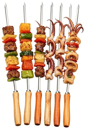 Brochetas para barbacoa, 6 pinchos de carne para barbacoa, pinchos reutilizables de verduras | en casa y patio, restaurantes, patios, terrazas, , jardín, al aire libre, picnics y
