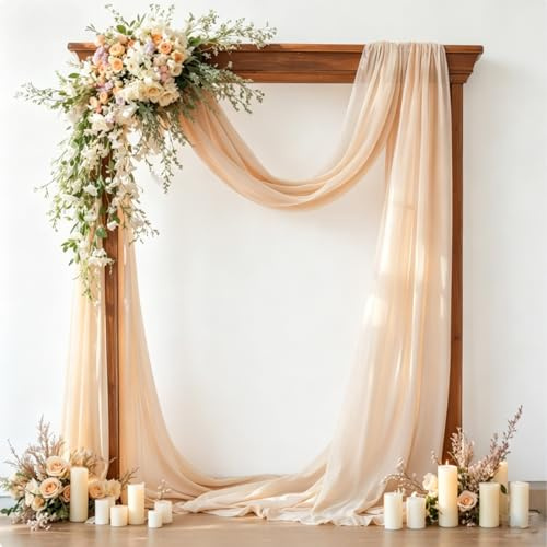 Whcctl 1.6 * 8m Decoracion Boda, Arco de Boda, Cortina de Tul, Arco Nupcial, Cortina Transversal de Tul, para Ceremonia, Recepción, Fiesta, Telón de Fondo (Champaña)
