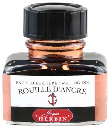Jacques Herbin 13058T - One 30 ml Bottle of Ink for Fountain pens and Roller pens, Rouille d'ancre/Anchor Rust - Made in France - Calligraphy Writing