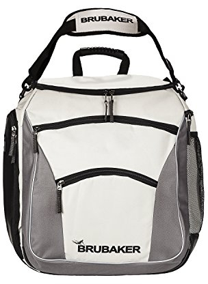 BRUBAKER Skischuhtasche Professional für Schuhe und Helm mit Rucksack-Tragegurten und Schaum-Rückenpolster Silber Grau