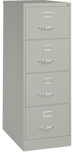 Lorell 4-Drawer Vertical File, 18 by 26-1/2 by 52-Inch, Light Gray
